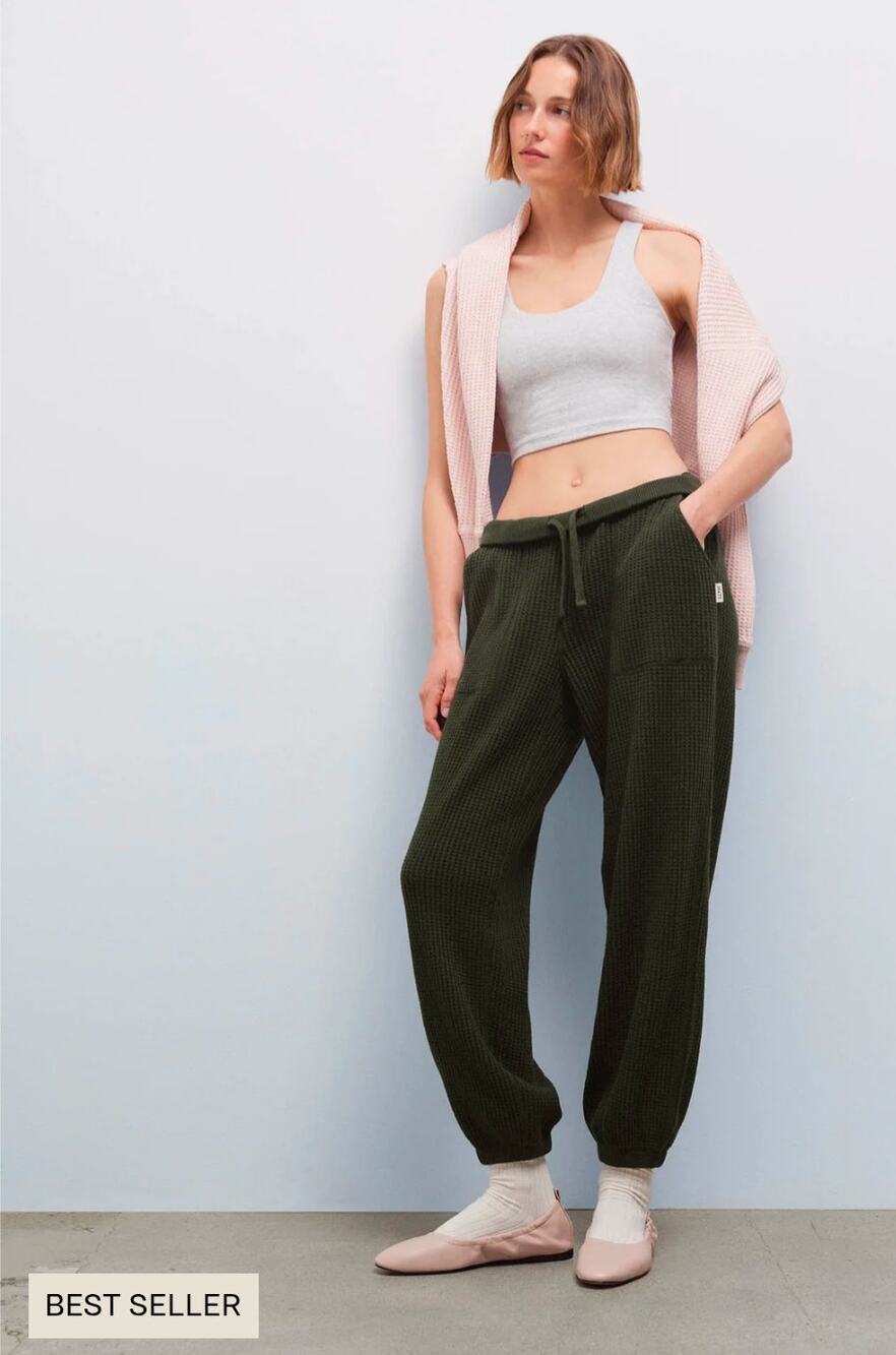 MATE The Label Organic Waffle Jogger Pants XS NWOT
